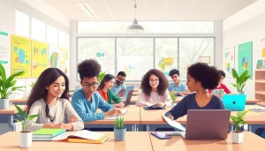 Engaged students collaborating in an innovative education environment focused on equality and learning.