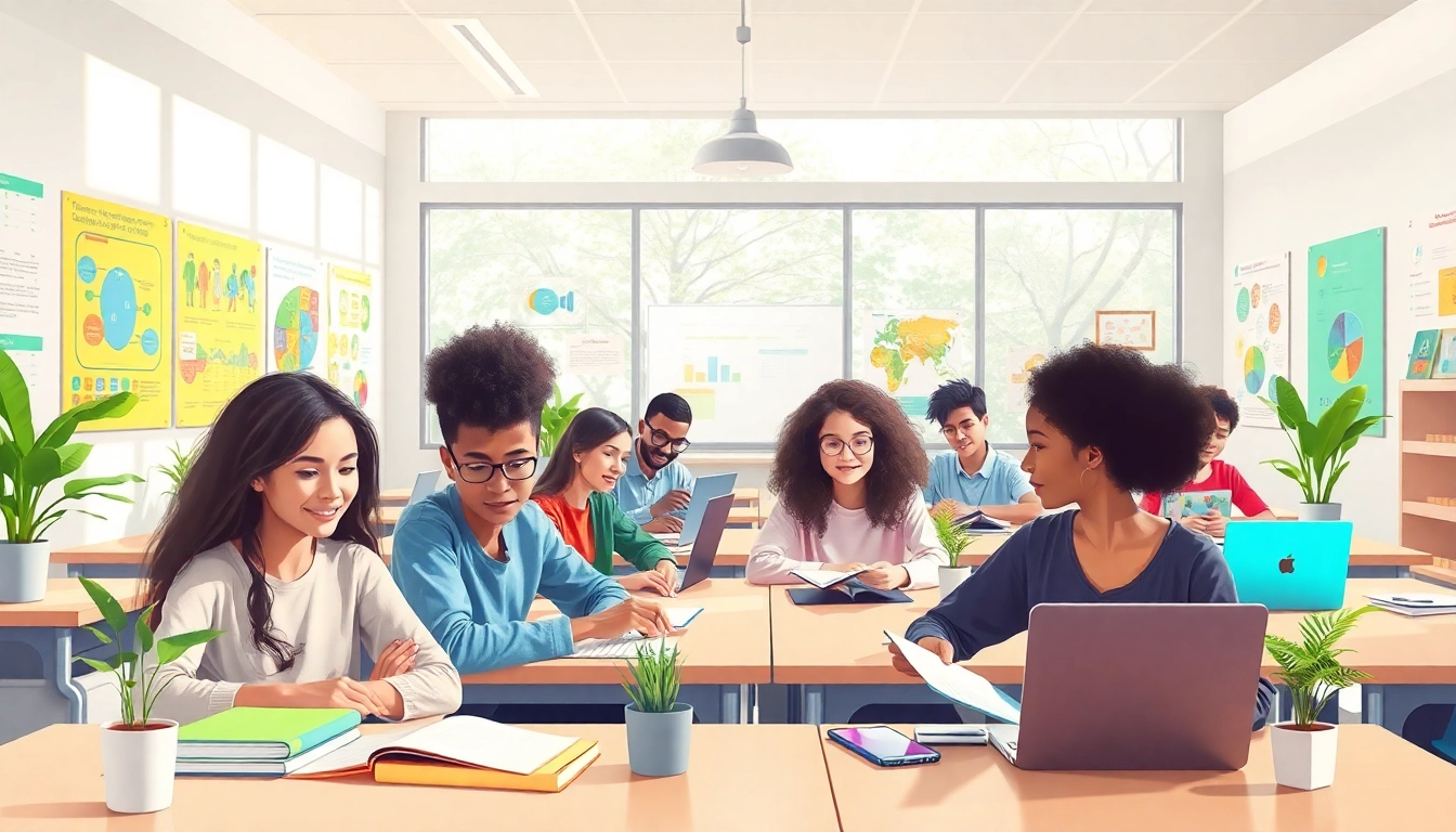 Engaged students collaborating in an innovative education environment focused on equality and learning.