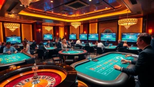Engage in high-stakes gaming at a luxurious casino with screens featuring the 789f link.