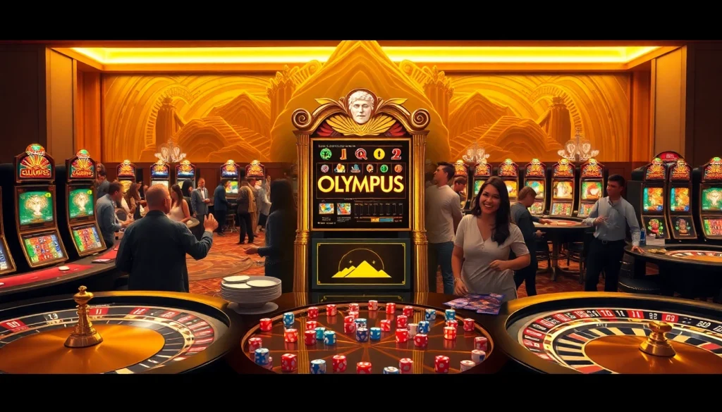 Engage with the Olympus slot machine in a vibrant casino atmosphere, where excitement thrives.