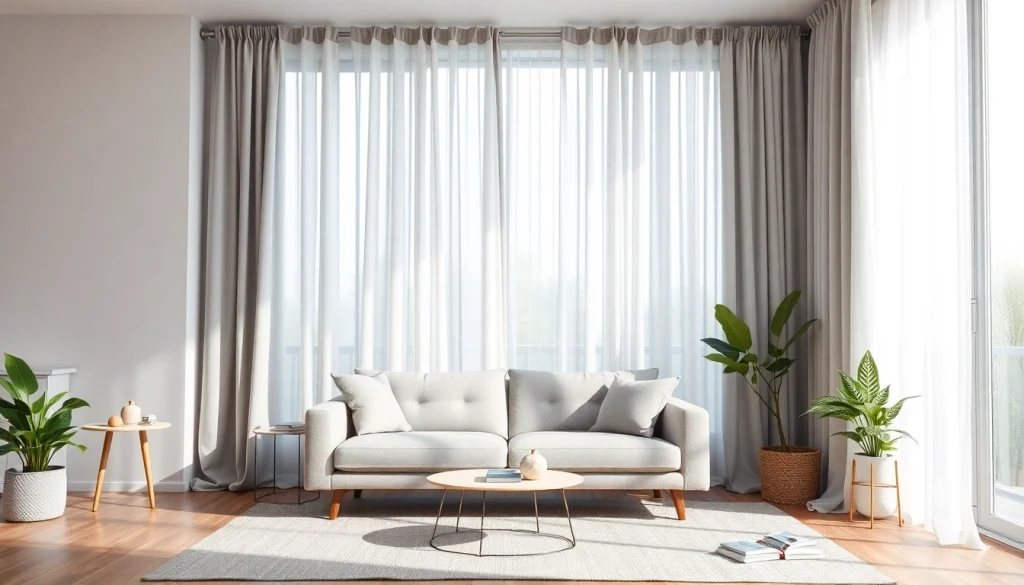 Verduisterende gordijnen die het binnenkomen van licht in een moderne woonkamer reguleren.