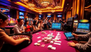 Xôi Xoài TV showcases vibrant casino excitement with tables, cards, and esports betting elements.