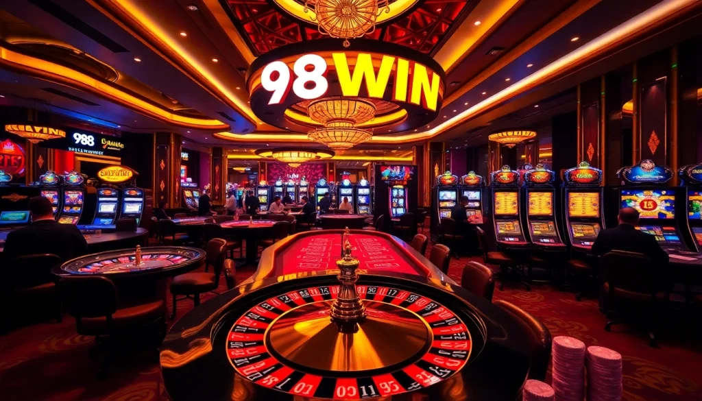Experience the excitement at 98WIN casino with its vibrant gaming atmosphere and luxury.