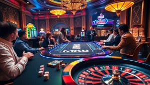 Play at MK8's vibrant casino table featuring poker chips and exciting gameplay.