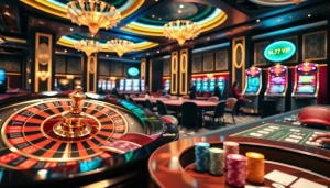 Experience the thrill of 6L777 VIP gaming at an exclusive casino with vibrant tables and lavish decor.