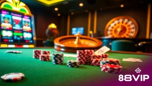 Enjoy thrilling gameplay at 68VIP with vibrant casino tables and engaging slot machines.