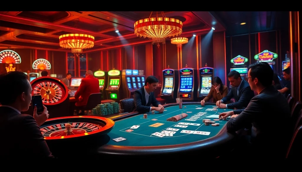 Players strategizing at a poker table with CM88 branding in a luxurious casino atmosphere.