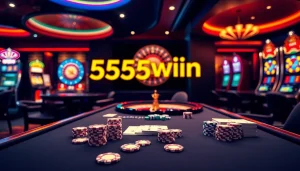 Engage in thrilling gameplay at 555win with vibrant casino tables and slot machines.