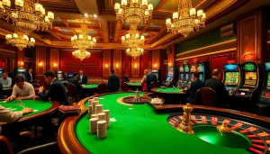 Players enjoying high-stakes poker at https://8fly886.com/ with vibrant chips and cards.