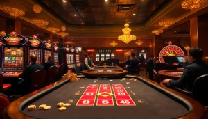 Engaging scene of players enjoying XX 88 with vibrant slot machines and poker games.