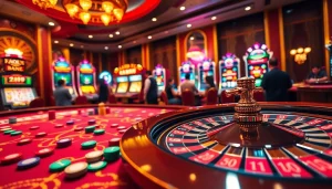 Engage in exciting chơi game mmoo at a luxurious casino with vibrant roulette and poker action.