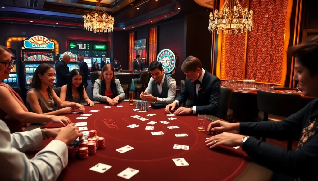 The official hidden wiki influenced luxury poker scene with players, chips, and cards in an upscale casino.