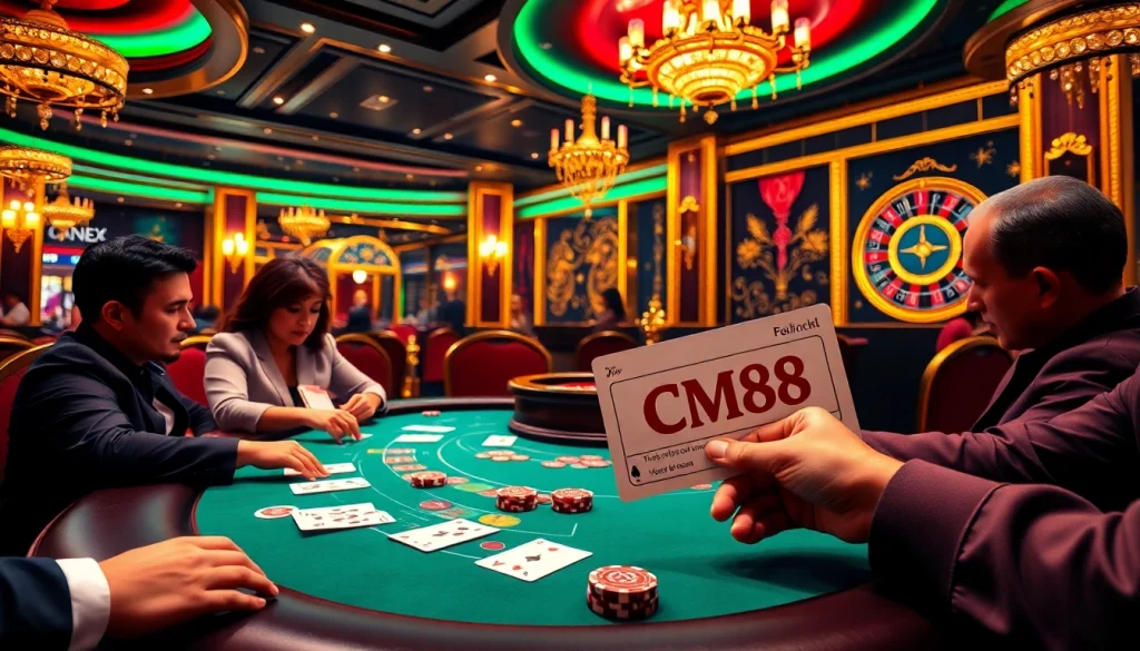 Experience thrilling poker action at CM88's vibrant casino atmosphere.