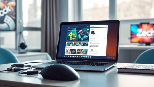 現代のホームオフィスのデジタルインターフェースに表示された最新のドスパラクーポンのオファーを探索