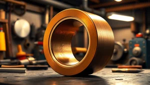 Bucsa bronz care prezintă detalii complexe și textură metalică într-un cadru de atelier.