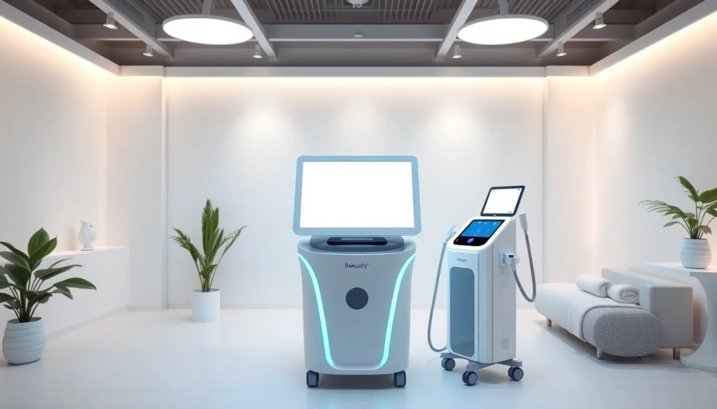 Beauty machine for body fat showcased in a modern salon, featuring sleek design and professional ambiance.