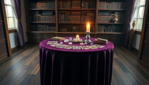 タロットカードとクリスタルを使った電話占い 当たるの魅力的な占いセッティング。