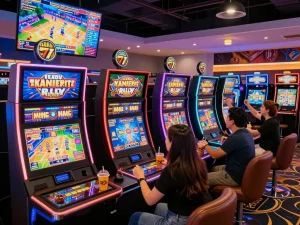 Exciting gameplay at vegasslot77.com, showcasing vibrant online casino atmosphere with players engaged in thrilling slot machines and interactive games.
