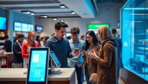 小売環境でモダンなPOSシステムを使用してキャッシュレス決済を利用する顧客