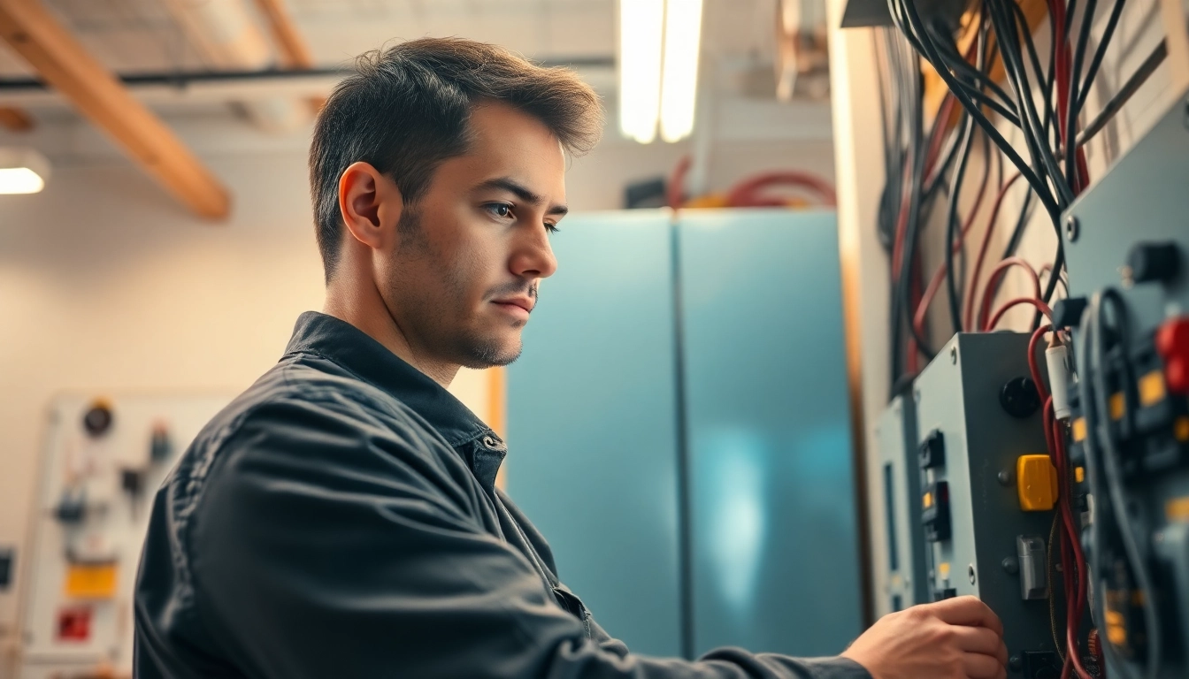 Performing electrical maintenance edmonton with precision and expertise in a well-lit workshop.