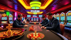 Experience the excitement of FIVE88 at a luxurious casino table with professional players.