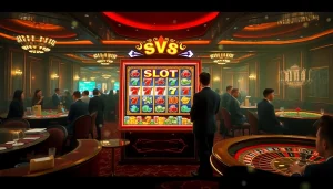 Experience the thrill of slot scatter hitam in a beautifully designed casino scene.