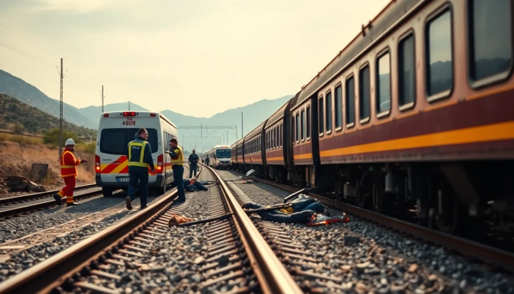 Spill from the spain train crash incident with emergency responders at the scene.