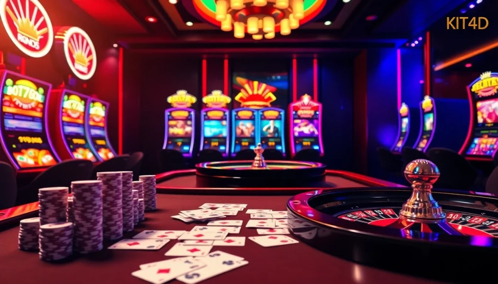 Rasakan aksi kasino yang mendebarkan dengan meja permainan KIT4D yang penuh warna dan mesin slot mewah.