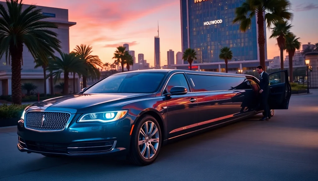 Experience luxury with our LA Limo service in front of a glamorous hotel.
