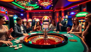 Experience the excitement at Jun88 Casino with dynamic gaming tables and vibrant atmosphere.