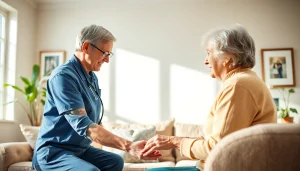 Engaging scene of respite care Austin TX highlighting caregiver and elderly interaction.