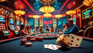 Hitclub players engage in thrilling casino action at a luxurious table with vibrant atmosphere.