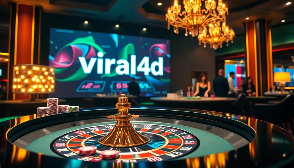 Players engaging in thrilling bets at a vibrant casino scene featuring viral4d trends and excitement.