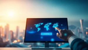 快连 VPN 通过现代数字界面展示全球连接与安全性。