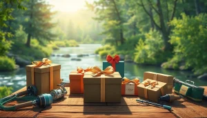 Showcase of unique fishing gifts arranged beautifully to inspire fishing enthusiasts.