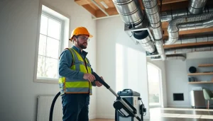 Air Duct Cleaning Service technician using advanced equipment to ensure clean air quality in a modern home.