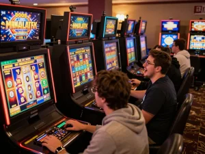 Engaging in slot depo 1000 gameplay at home with friends, showcasing online slot features and excitement.