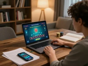 Player enjoying LOTO 188 online blackjack with strategies at home