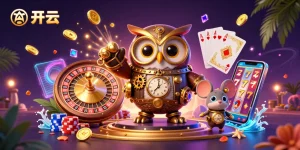 在这个充满活力的3D猫头鹰和老鼠场景中体验开云带来的惊人刺激，周围是倾泻而下的硬币和丰富多彩的赌场元素。