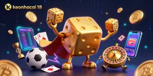 Watch the lively keonhacai 18 character juggling dice in a thrilling sports betting scene.