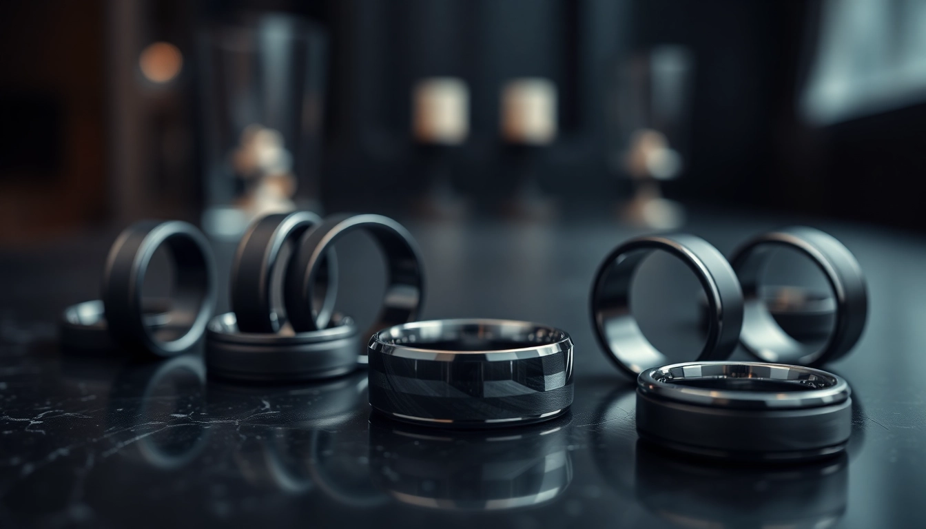 Showcase of Black Wedding Rings for Men highlighting various designs and materials. related image