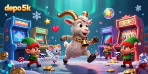 Spin to win at depo 5k casino with 3D characters in a vibrant and dynamic gaming scene.