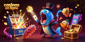 Vivez l'excitation des casinos en ligne avec cette illustration dynamique d'un casino virtuel.