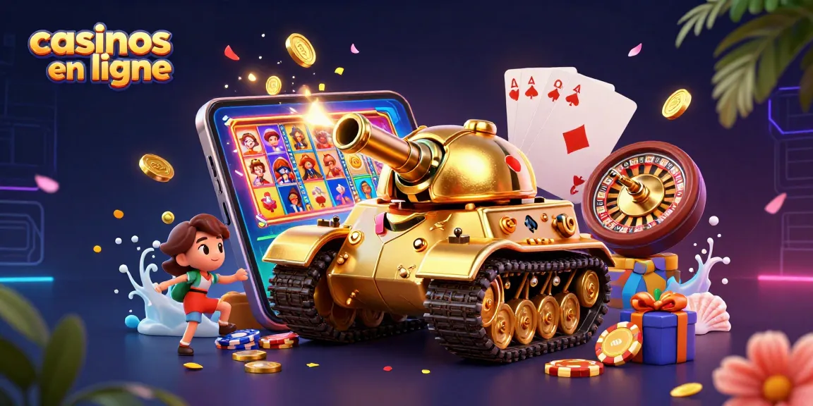 Jouer dans des casinos en ligne avec un tank doré en forme de scarabée révélant un mini-casino