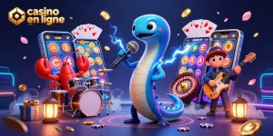 Des gains rapides sur un casino en ligne retrait instantané, illustrés par un spectacle dynamique et des éléments de jeu colorés.