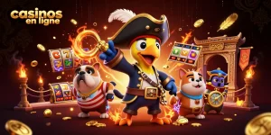 Jouez aux casinos en ligne avec un capitaine pirate et des personnages animés au cœur de l'action.