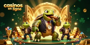 Jouez aux casinos en ligne avec un décor dynamique mettant en scène une tortue massive en costume de gangster.