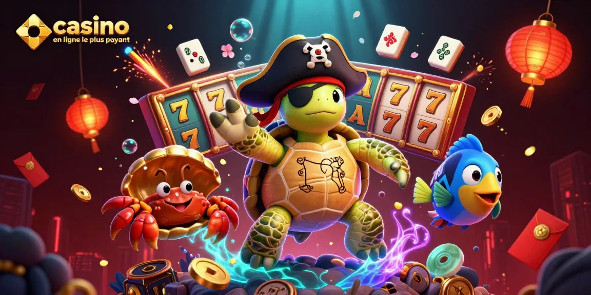 Savourez le plaisir de jouer au casino en ligne le plus payant avec une tortue pirate et des trésors scintillants.
