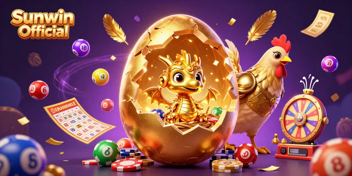 Experience the excitement of Sunwin Official with a golden dragon and dynamic lottery elements.