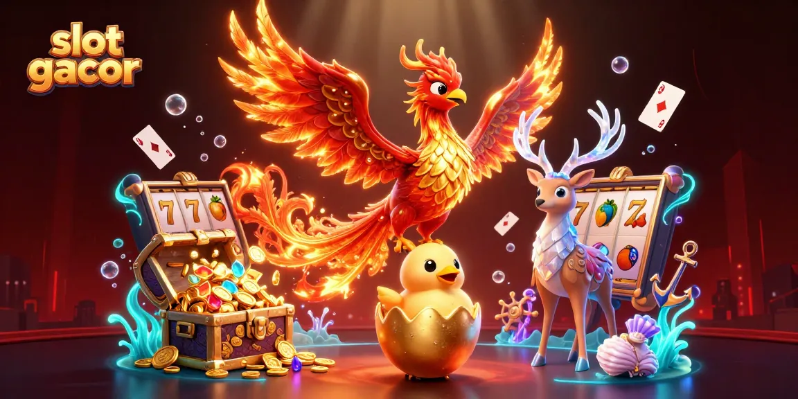 Engage in the thrilling world of slot gacor with a vibrant 3D illustration featuring winning symbols and epic characters.